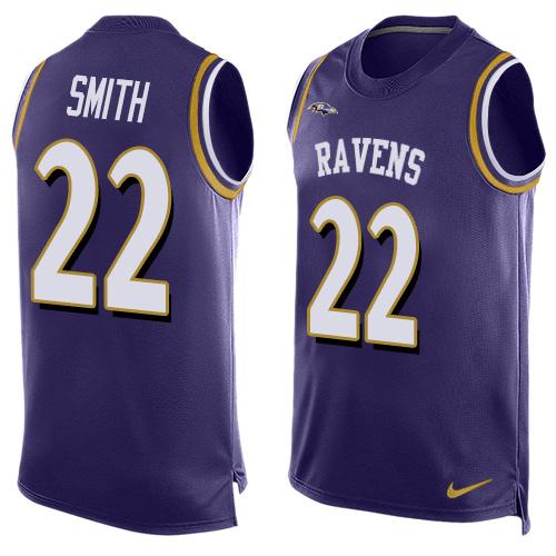 Nike Ravens #22 Jimmy Smith Purple Team Color Men's Stitched NFL Limited Tank Top Jersey - Click Image to Close